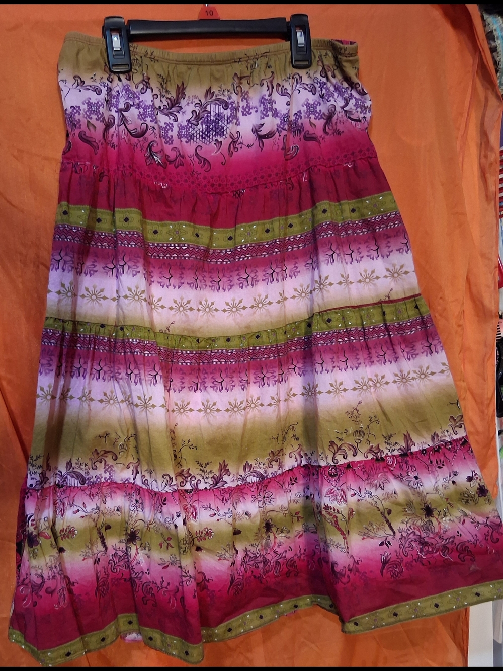 Xhilaration Pink Green White Ombre Boho Tiered Skirt